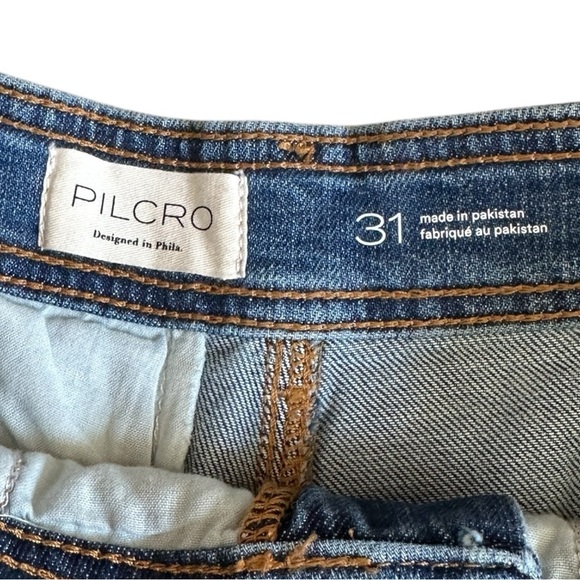 Pilcro Anthropologie Denim Shorts Size 31 NWT Blue Bandits Jeans Cuffed Summer - Picture 4 of 6
